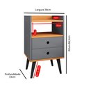 Ver imagem 5 de Mesa de Cabeceira Moderna Mesinha Canto Quarto Apoio Cama 2 Gavetas e Nicho Decoração Retrô Dream