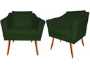 Ver imagem 1 de Kit 2 Poltronas Decorativa Agatha Suede Verde Pés Madeira Ms Decor