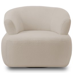 Kit 02 Poltronas Giratória Orgânica para Sala Living Florea M05 Bouclê Creme - Lyam Decor - 2