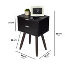 Ver imagem 2 de Mesa de Cabeceira Retrô 40cm Preto 2 Gavetas Pés Palito Madeira Maciça Marrom - Enviamos Montado