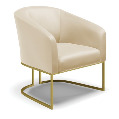 Poltrona Stella Corino Base Industrial Dourada - D’Rossi Bege