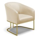 Ver imagem 1 de Poltrona Stella Corino Base Industrial Dourada - D’Rossi Bege