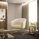 Ver imagem 2 de Poltrona Stella Corino Base Industrial Dourada - D'Rossi DRossi Bege