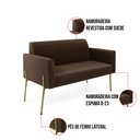 Ver imagem 3 de Sofá Namoradeira e 2 Poltronas Pé de Ferro Dourado Marisa Suede Marrom D03 - D'Rossi
