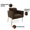 Ver mais imagens de Sofá Namoradeira e 2 Poltronas Pé de Ferro Dourado Marisa Suede Marrom D03 - D'Rossi