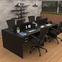 Ver imagem 3 de Estação de Trabalho 4 Lugares Mesa 140x60 com 2 Gavetas Escritório - Preto