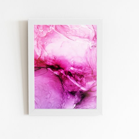 Tons de Rosa e Roxo Tinta Quadro Moldura Branca 60x40cm