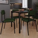 Ver imagem 2 de Kit 04 Cadeiras Estofada para Sala de Jantar Sense Preto C01 Linho Verde Musgo - Lyam Decor
