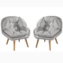 Ver imagem 2 de Conjunto 2 Poltronas Sênior Suede Premium Pés de Madeira:cinza