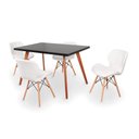 Ver imagem 1 de Conjunto Mesa de Jantar Gih 120x80cm Preta com 4 Cadeiras Slim - Branco