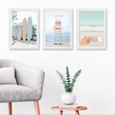 Ver imagem 2 de Kit 3 Quadros Decorativos Fotografias Praia relax 45x34cm - com Vidro:madeira Branca