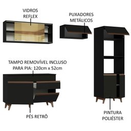 Armário de Cozinha Completa 260cm Preto Reims Madesa XC01 - 9
