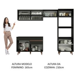 Armário de Cozinha Completa 260cm Preto Reims Madesa XC01 - 8