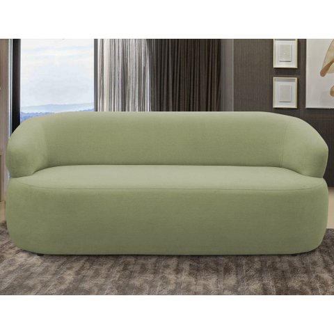 Sofá 2 Lugares Orgânico Sala de Estar Living 140cm Carmen F04 Bouclê Verde Oliva - Lyam Decor