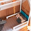 Ver imagem 3 de Cama Infantojuvenil Casinha com Auxiliar e 2 Colchões Branco Azul Secreto Sonho Completa Móveis
