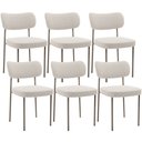 Ver imagem 1 de Kit 06 Cadeiras Estofadas para Sala de Jantar Melina Base Arena L02 Bouclê Cru - Lyam Decor