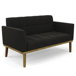 Sofá Namoradeira Base Madeira Castanho Ana Suede Preto - Ibiza - 1