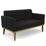 Sofá Namoradeira Base Madeira Castanho Ana Suede Preto - Ibiza - 1
