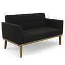 Ver imagem 1 de Sofá Namoradeira Base Madeira Castanho Ana Suede Preto - Ibiza