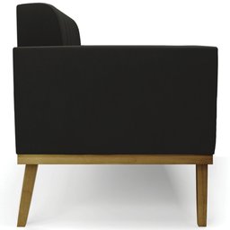 Sofá Namoradeira Base Madeira Castanho Ana Suede Preto - Ibiza - 8