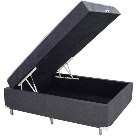 Cama Box Baú Casal Conjugado Ortopédico Suede Cinza 45x138x188