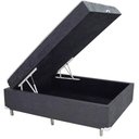 Ver imagem 1 de Cama Box Baú Casal Conjugado Ortopédico Suede Cinza 45x138x188