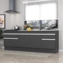 Ver imagem 1 de Kit 2 Balcões Gabinete Pia 150cm E Cooktop 70cm Preto/branco