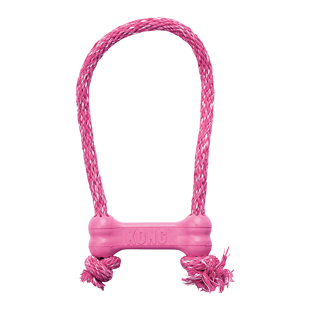 Brinquedo Kong Filhote Goodie Bone com Corda Rosa - 2