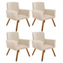 Ver imagem 1 de Kit 04 Poltronas Decorativa Nina Suede Bege com Encosto Alto - D'Rossi