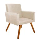Ver imagem 2 de Kit 04 Poltronas Decorativa Nina Suede Bege com Encosto Alto - D'Rossi