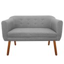 Ver imagem 2 de Kit Sofá Retrô Namoradeira 02 Lugares e Poltrona Decorativa Julia Linho Cinza A26 - D'Rossi