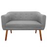 Kit Sofá Retrô Namoradeira 02 Lugares e Poltrona Decorativa Julia Linho Cinza A26 - D'Rossi - 2