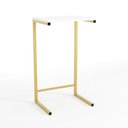 Ver imagem 4 de Mesa Lateral para Sofá com Estrutura de Metal 72x40x30 Dourado Mdf/branco
