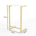 Ver imagem 6 de Mesa Lateral para Sofá com Estrutura de Metal 72x40x30 Dourado Mdf/branco
