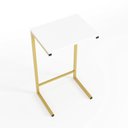 Ver imagem 3 de Mesa Lateral para Sofá com Estrutura de Metal 72x40x30 Dourado Mdf/branco