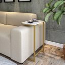 Ver imagem 2 de Mesa Lateral para Sofá com Estrutura de Metal 72x40x30 Dourado Mdf/branco