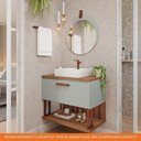 Ver imagem 2 de Gabinete para Banheiro 80 Cm 100% Mdf Nicho 1 Porta Basculante Duna Mgm Móveis Pistache/freijo