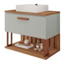 Ver imagem 1 de Gabinete para Banheiro 80 Cm 100% Mdf Nicho 1 Porta Basculante Duna Mgm Móveis Pistache/freijo