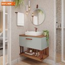 Ver imagem 5 de Gabinete para Banheiro 80 Cm 100% Mdf Nicho 1 Porta Basculante Duna Mgm Móveis Pistache/freijo