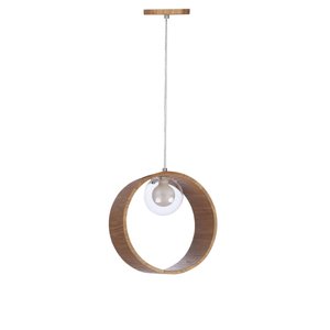 Pendente Madeira Redondo Slim 25 Cm:freijó