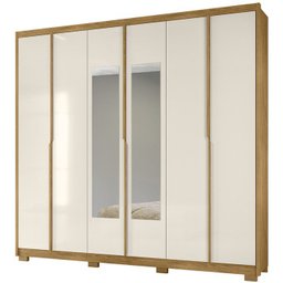 Guarda Roupa Casal 6 Portas Com Espelho 9860 Freijo Off White Moval - 1