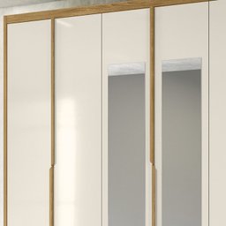 Guarda Roupa Casal 6 Portas Com Espelho 9860 Freijo Off White Moval - 7