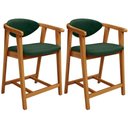 Ver imagem 1 de Kit 02 Banquetas Baixa Cozinha Bancada Cecília L02 Couríssimo Verde Musgo Lyam Decor