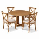 Ver imagem 2 de Mesa de Jantar Redonda Belly 117cm Ypê N01 com 4 Cadeiras Ávila Suede Bege - Lyam Decor