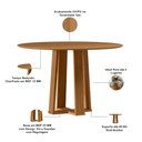Ver imagem 5 de Mesa de Jantar Redonda Belly 117cm Ypê N01 com 4 Cadeiras Ávila Suede Bege - Lyam Decor