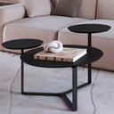 Ver imagem 6 de Mesa Centro 03 Tampos Chanfrada Pe Metal Preto Nero Artesano Nero Preto