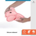 Ver imagem 3 de Prato Bebe Infantil Silicone Ventosa 3 Divisórias Introdução Alimentar Elefantinho Rosa