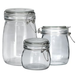 Jogo 3 Potes Vidro Vedação Hermética Silicone e Trava 500ml, 830ml e 1 Litro - Tuut - 1
