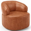 Ver imagem 5 de Poltrona Giratória Orgânica para Sala de Estar Living Helena L02 Couríssimo Camel - Lyam Decor