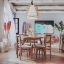 Ver imagem 3 de Cadeira de Madeira com Telinha Bogotá Cor Castanho Estofado Facto Garden Bege Acinzentado